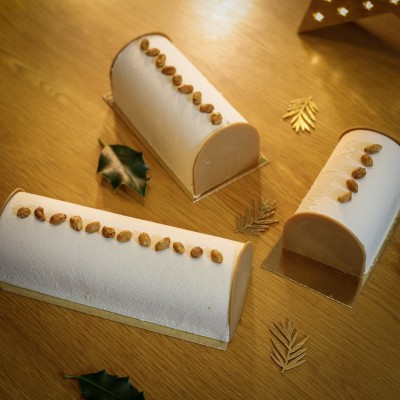 Bûche Vanille-Cacahuètes Artisanale | Véronique DERENNES – Noël 2025