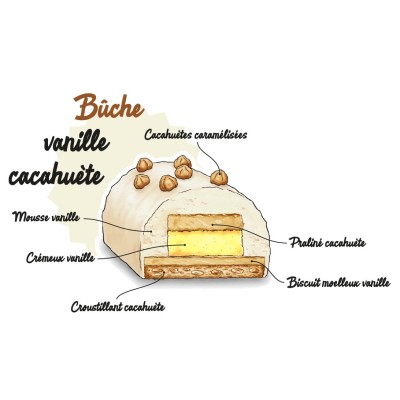 Bûche Vanille-Cacahuètes Artisanale | Véronique DERENNES – Noël 2025