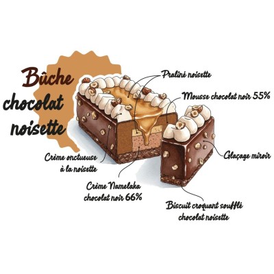 Bûche Chocolat-Noisette Artisanale |Véronique DERENNES – Noël 2025